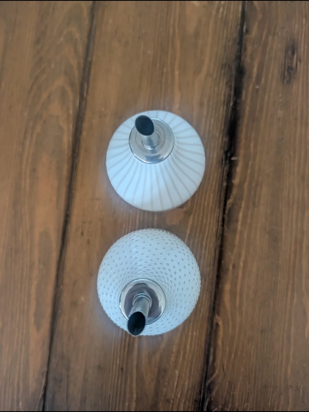 West Elm White Ceramic Oil Pourer Set with Stainless Spouts
